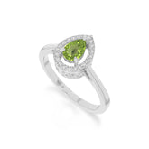 natural peridot solitaire halo engagement rings in sterling silver
